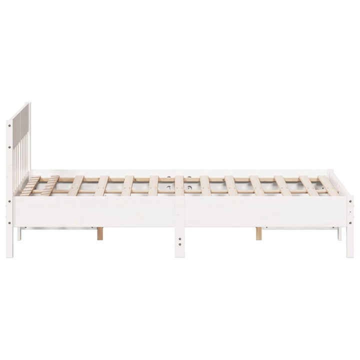 sengeramme uden madras 150x200 cm massivt fyrretræ hvid