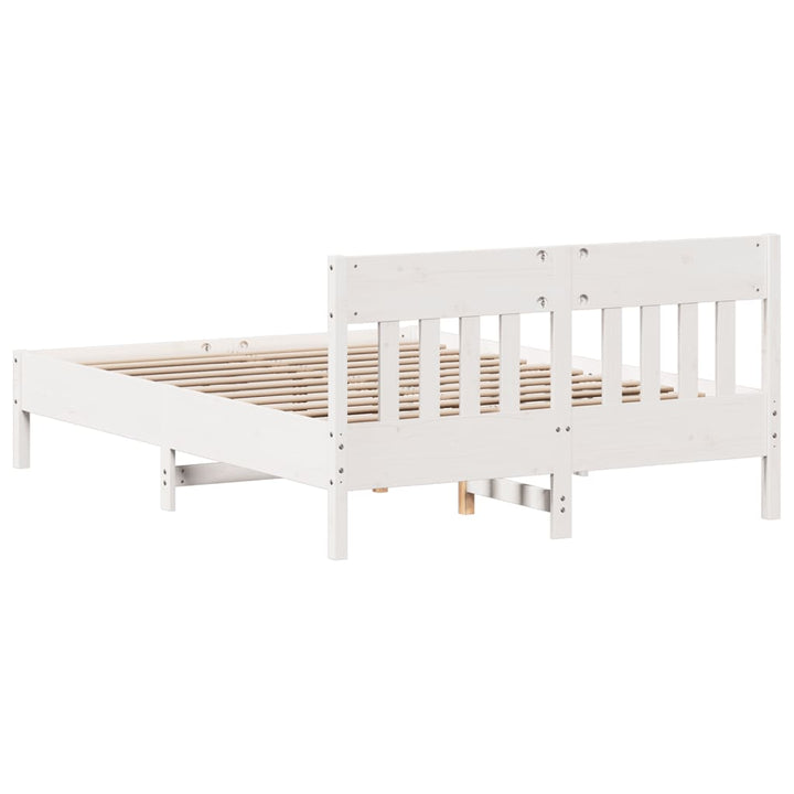 sengeramme uden madras 150x200 cm massivt fyrretræ hvid