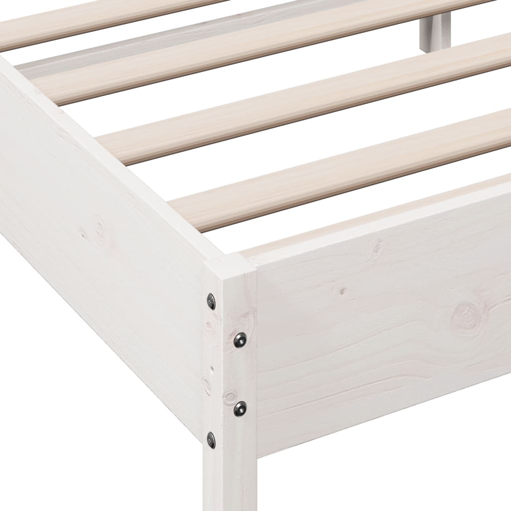 sengeramme uden madras 150x200 cm massivt fyrretræ hvid
