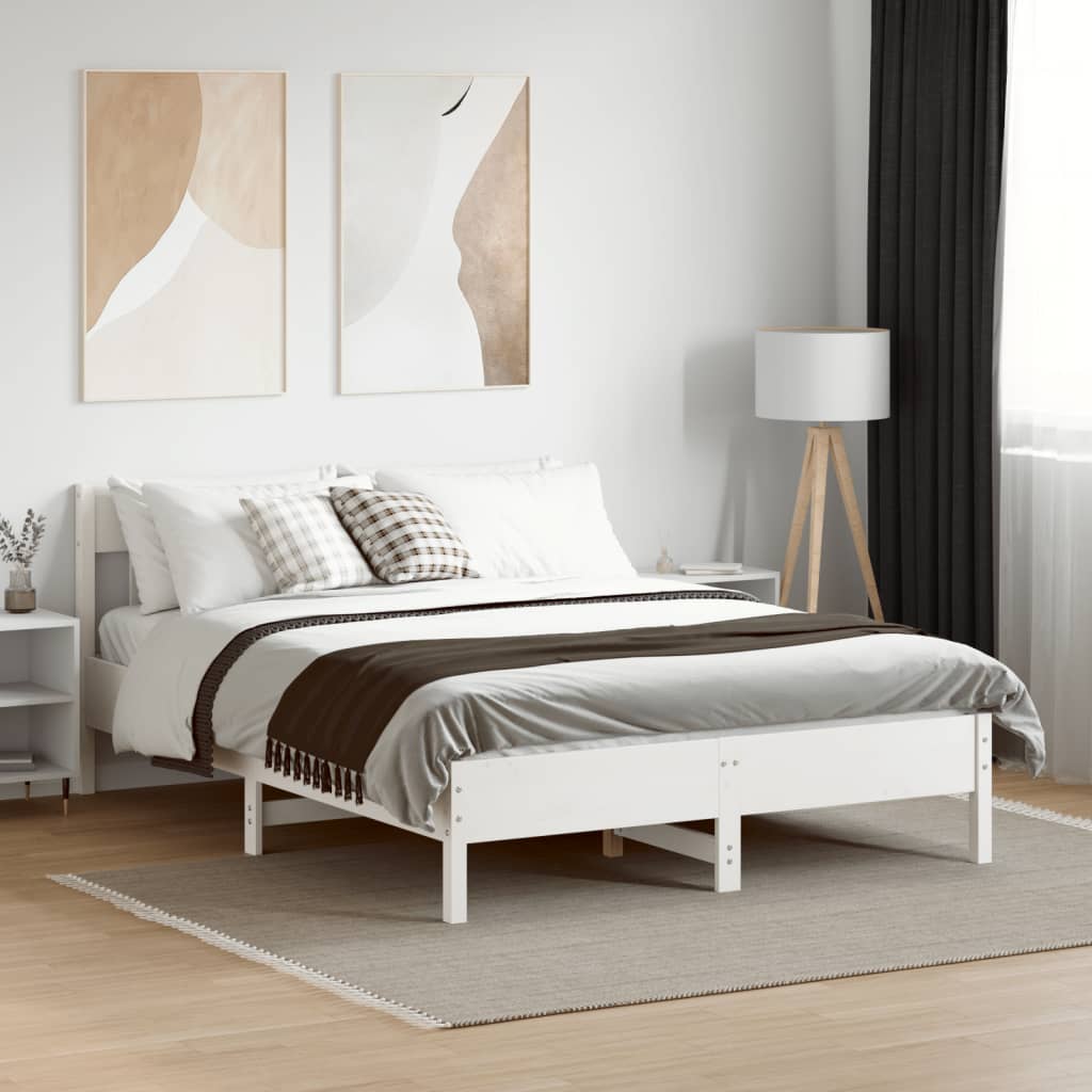 sengeramme uden madras 120x200 cm massivt fyrretræ hvid