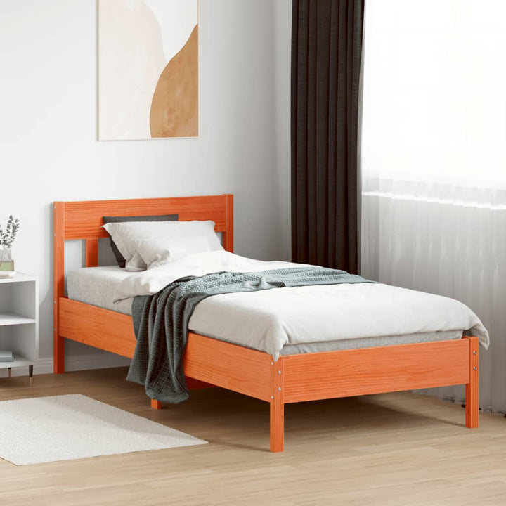 sengeramme uden madras 100x200 cm massivt fyrretræ gyldenbrun