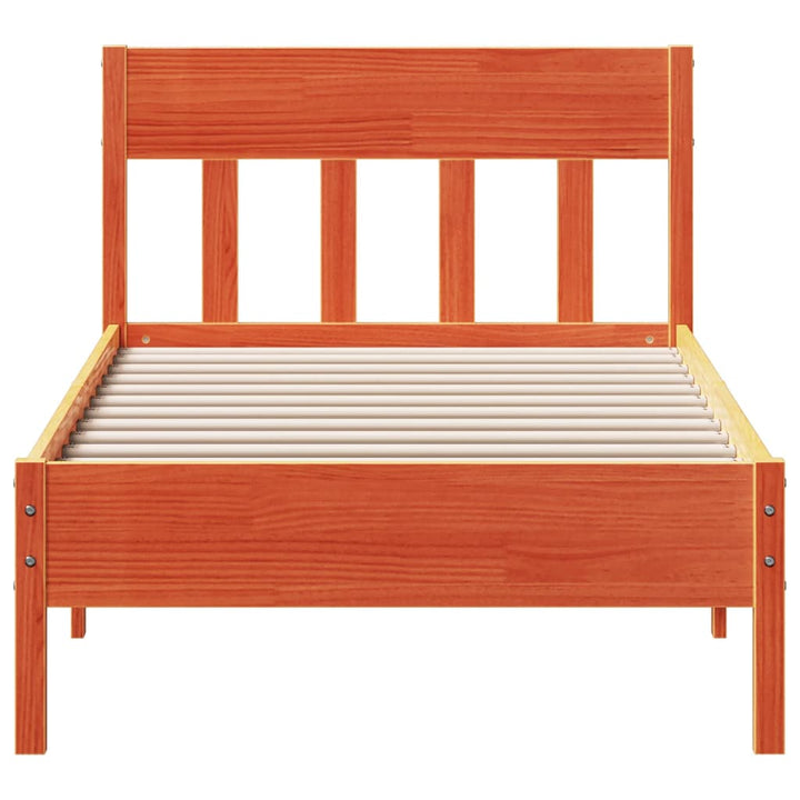 sengeramme uden madras 100x200 cm massivt fyrretræ gyldenbrun