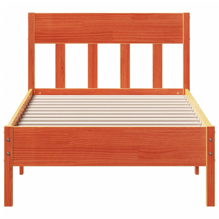 sengeramme uden madras 90x200 cm massivt fyrretræ gyldenbrun