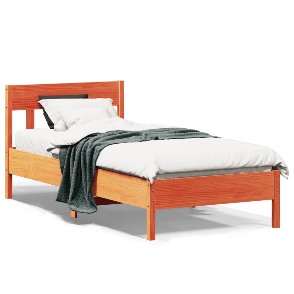 sengeramme uden madras 90x200 cm massivt fyrretræ gyldenbrun