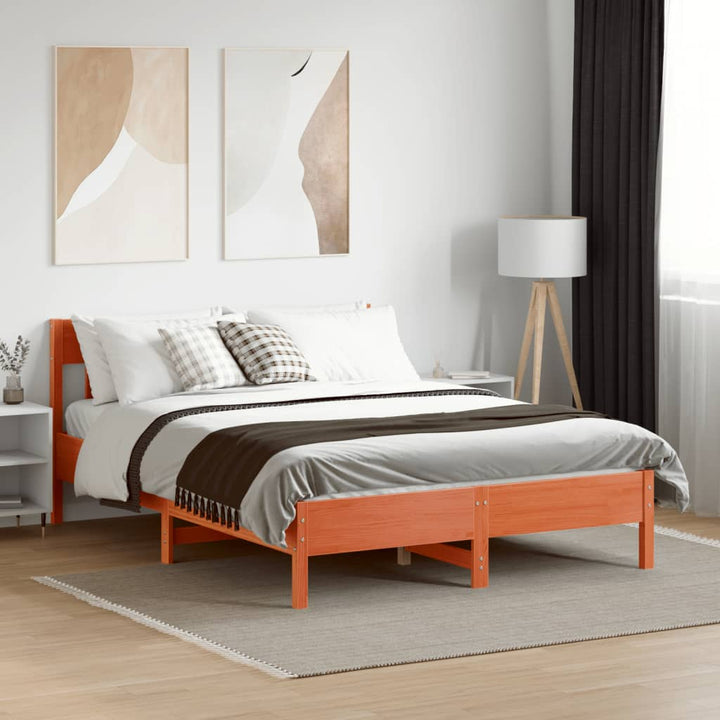 sengeramme uden madras 120x190 cm massivt fyrretræ gyldenbrun