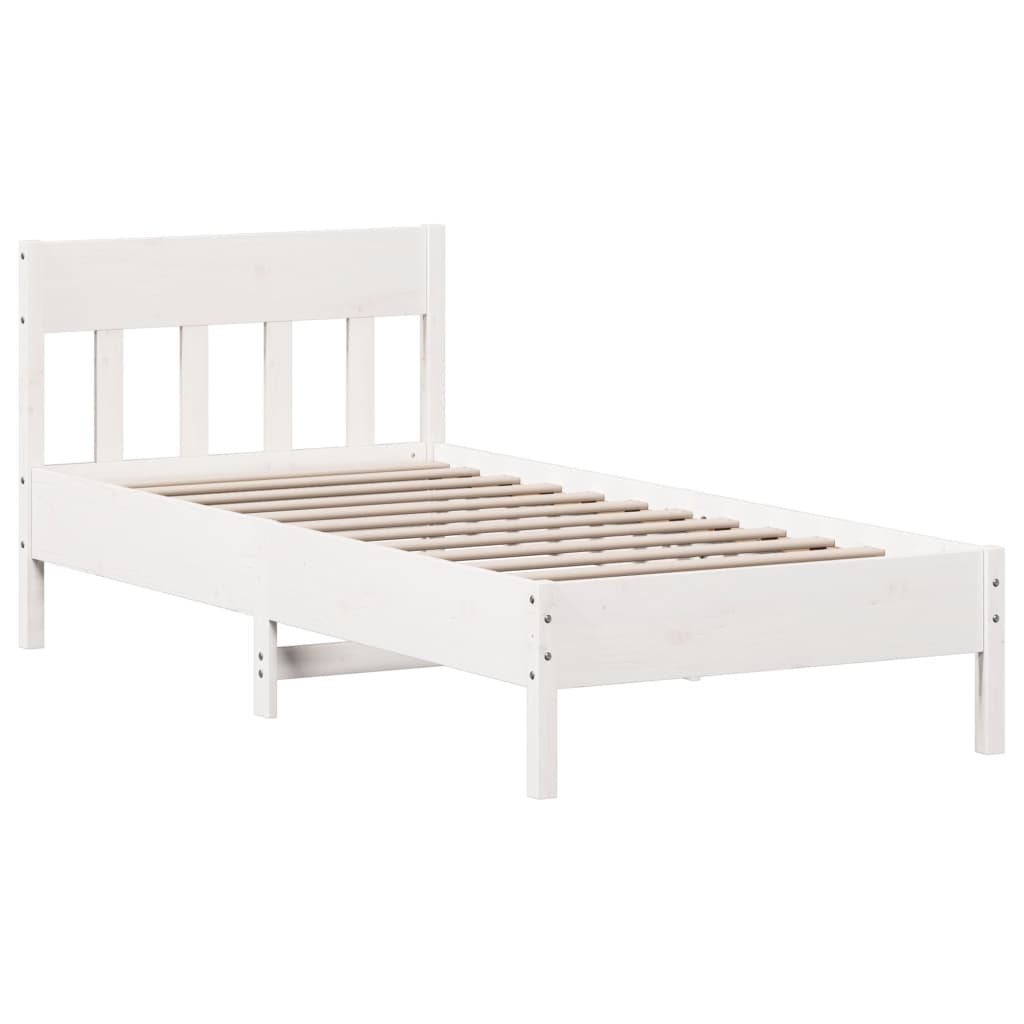sengeramme uden madras 90x190 cm massivt fyrretræ hvid