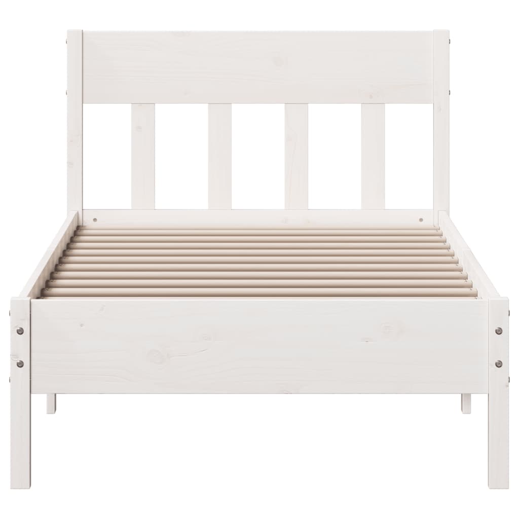 sengeramme uden madras 90x190 cm massivt fyrretræ hvid
