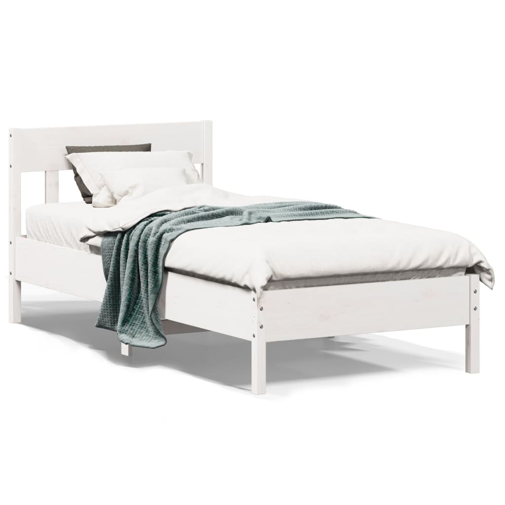 sengeramme uden madras 90x190 cm massivt fyrretræ hvid