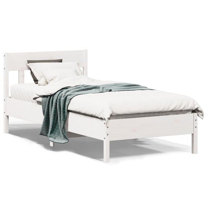 sengeramme uden madras 90x190 cm massivt fyrretræ hvid