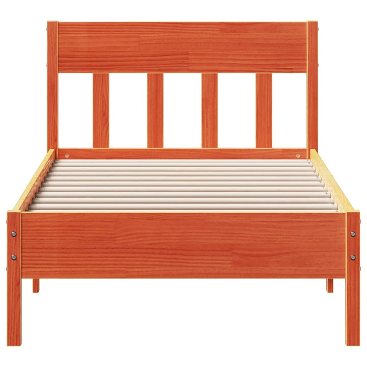 sengeramme uden madras 90x190 cm massivt fyrretræ gyldenbrun