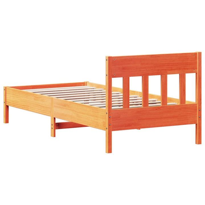 sengeramme uden madras 90x190 cm massivt fyrretræ gyldenbrun