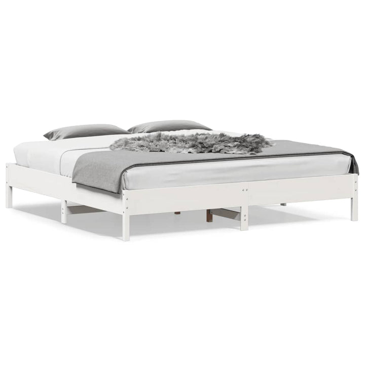 sengeramme uden madras 200x200 cm massivt fyrretræ hvid