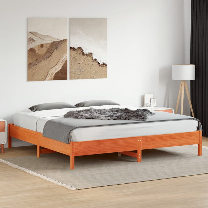 sengeramme uden madras 200x200 cm massivt fyrretræ gyldenbrun