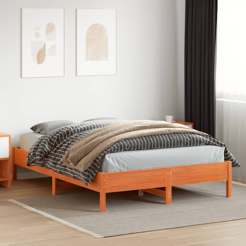 sengeramme uden madras 160x200 cm massivt fyrretræ gyldenbrun