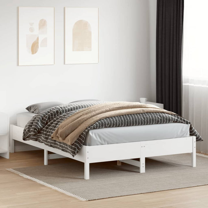 sengeramme uden madras 150x200 cm massivt fyrretræ hvid