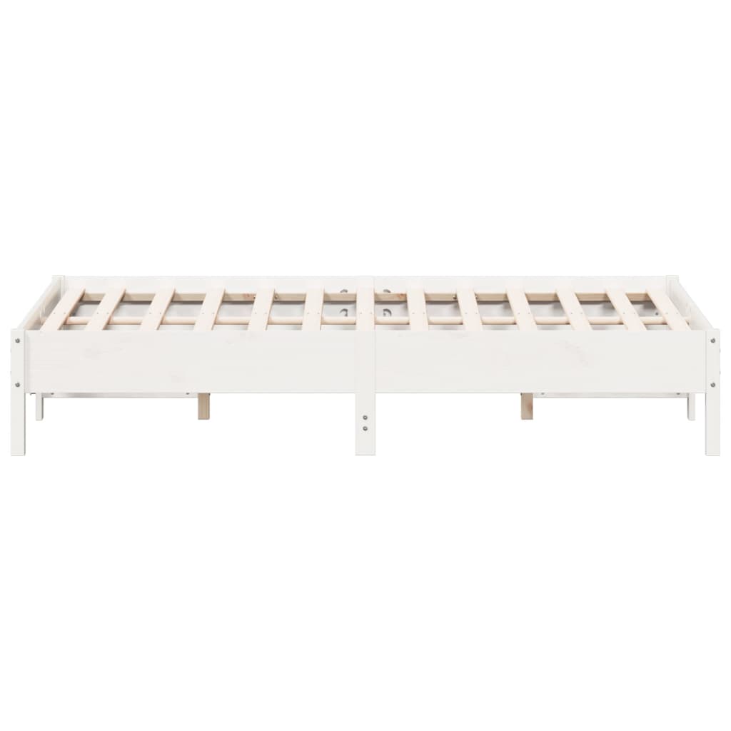sengeramme uden madras 150x200 cm massivt fyrretræ hvid