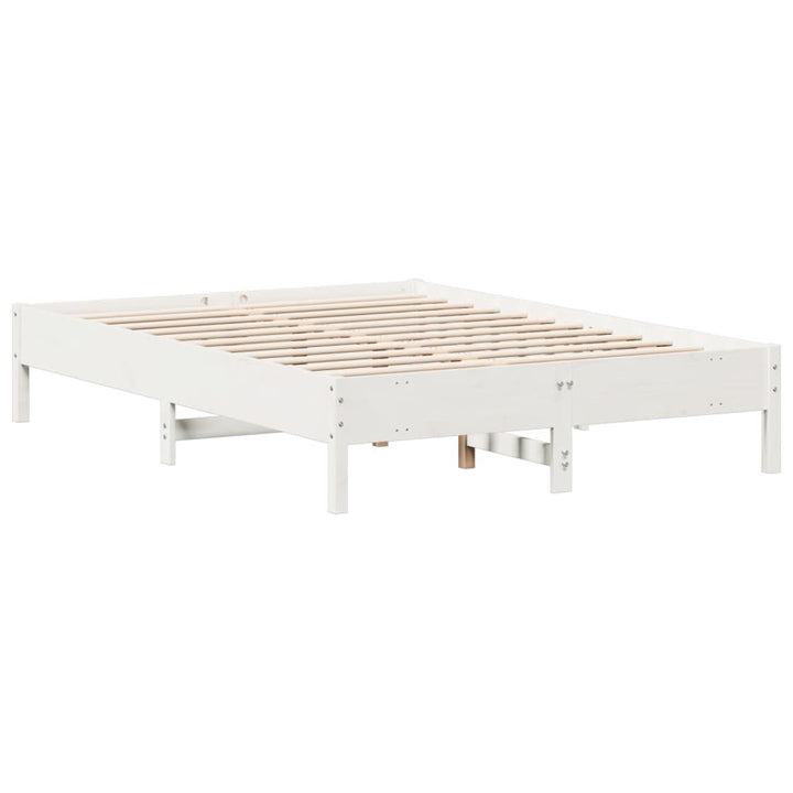 sengeramme uden madras 150x200 cm massivt fyrretræ hvid