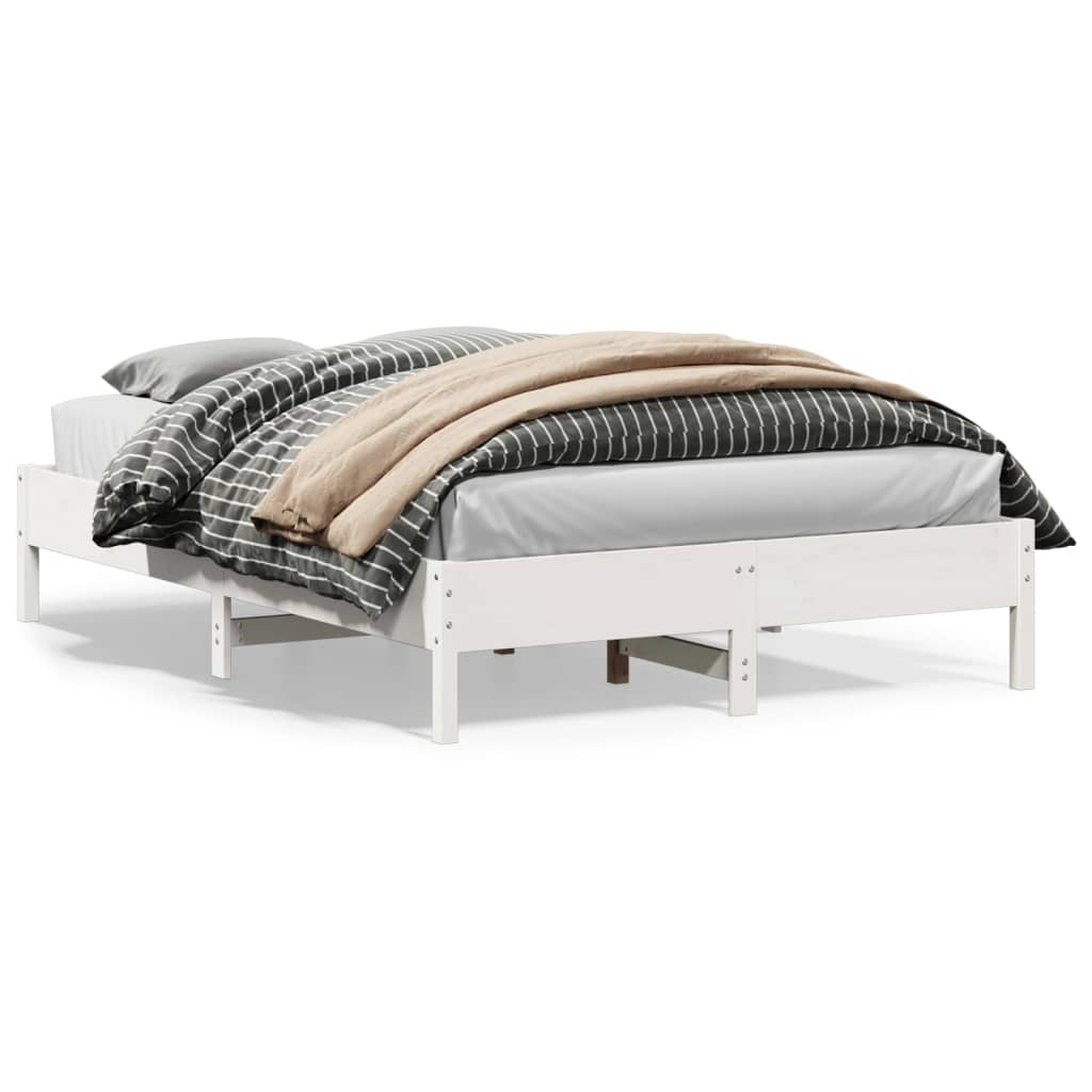 sengeramme uden madras 150x200 cm massivt fyrretræ hvid