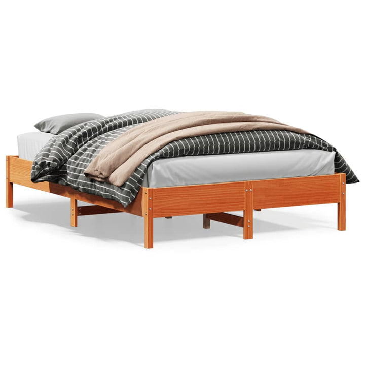 sengeramme uden madras 140x200 cm massivt fyr gyldenbrun