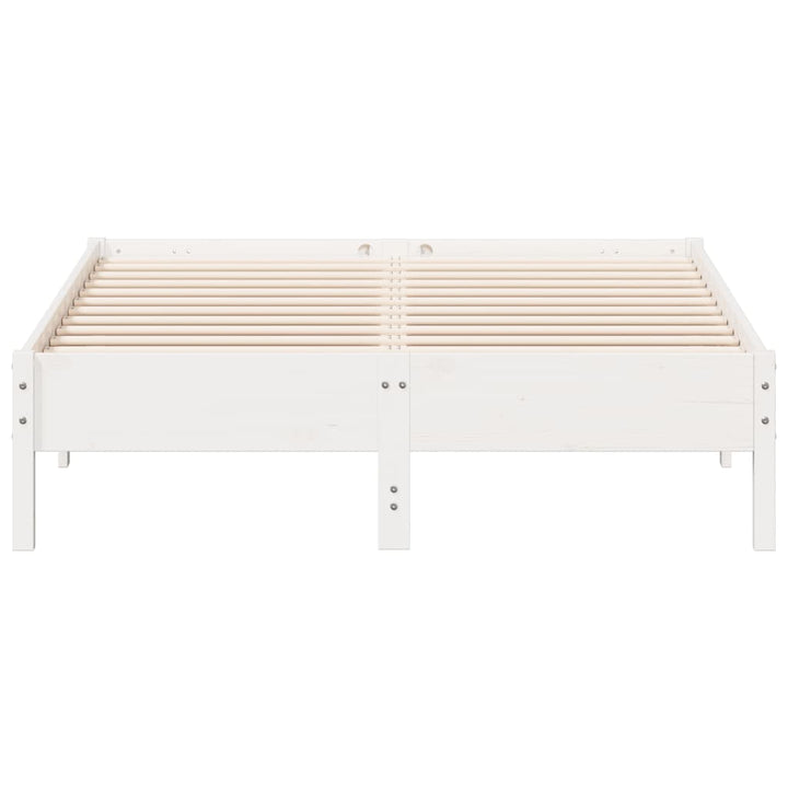 sengeramme uden madras 135x190 cm massivt fyrretræ hvid