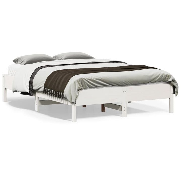 sengeramme uden madras 135x190 cm massivt fyrretræ hvid