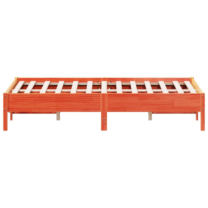 sengeramme uden madras 135x190 cm massivt fyrretræ brun