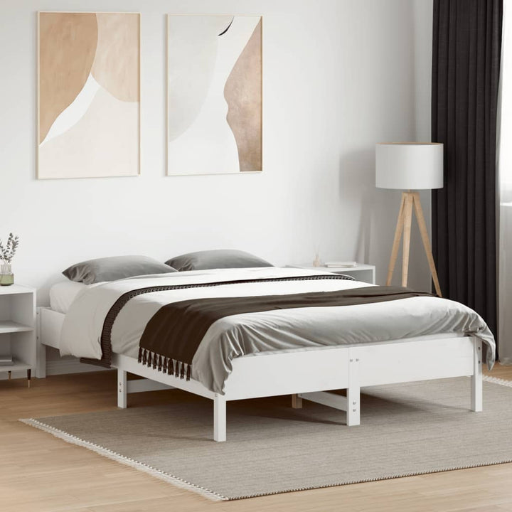 sengeramme uden madras 120x190 cm massivt fyrretræ hvid