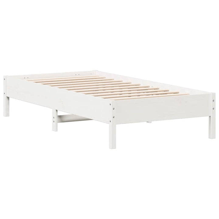sengeramme uden madras 75x190 cm massivt fyrretræ hvid