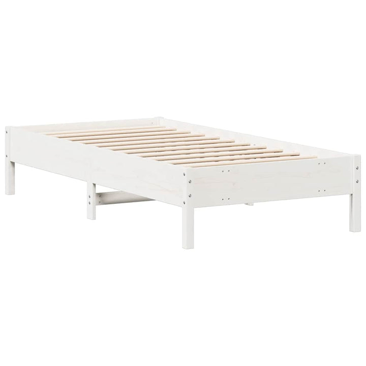 sengeramme uden madras 75x190 cm massivt fyrretræ hvid