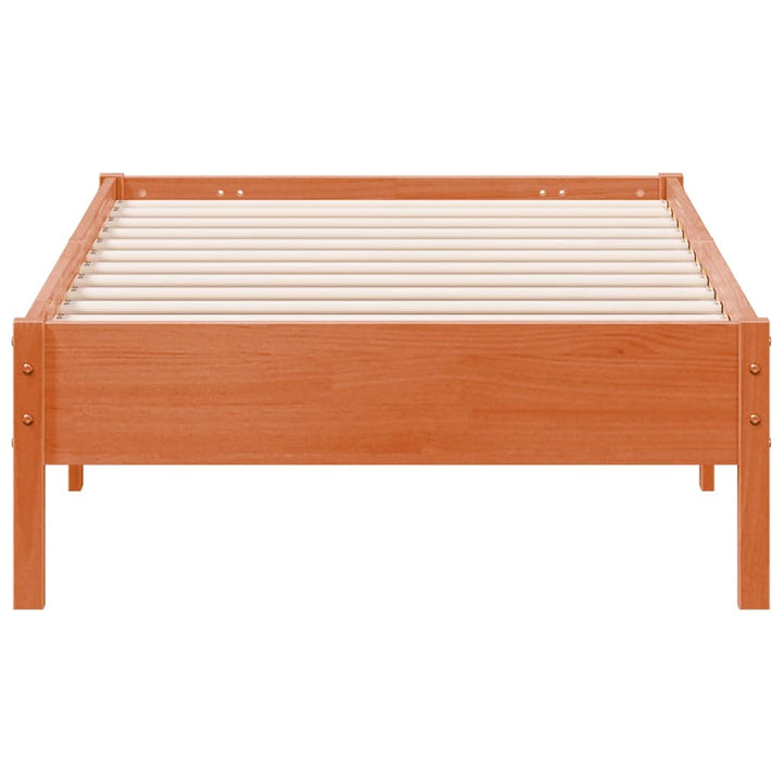 sengeramme uden madras 75x190 cm massivt fyrretræ gyldenbrun