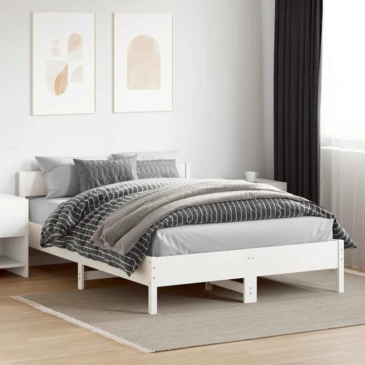 sengeramme uden madras 160x200 cm massivt fyrretræ hvid