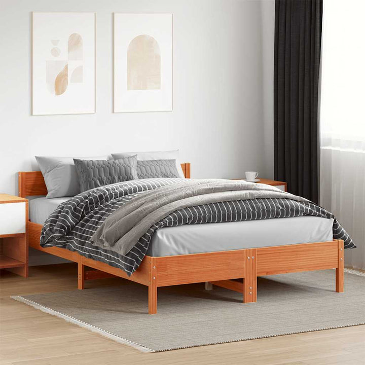 sengeramme uden madras 160x200 cm massivt fyrretræ gyldenbrun