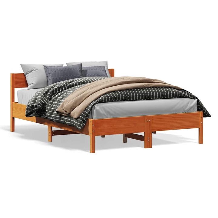 sengeramme uden madras 160x200 cm massivt fyrretræ gyldenbrun