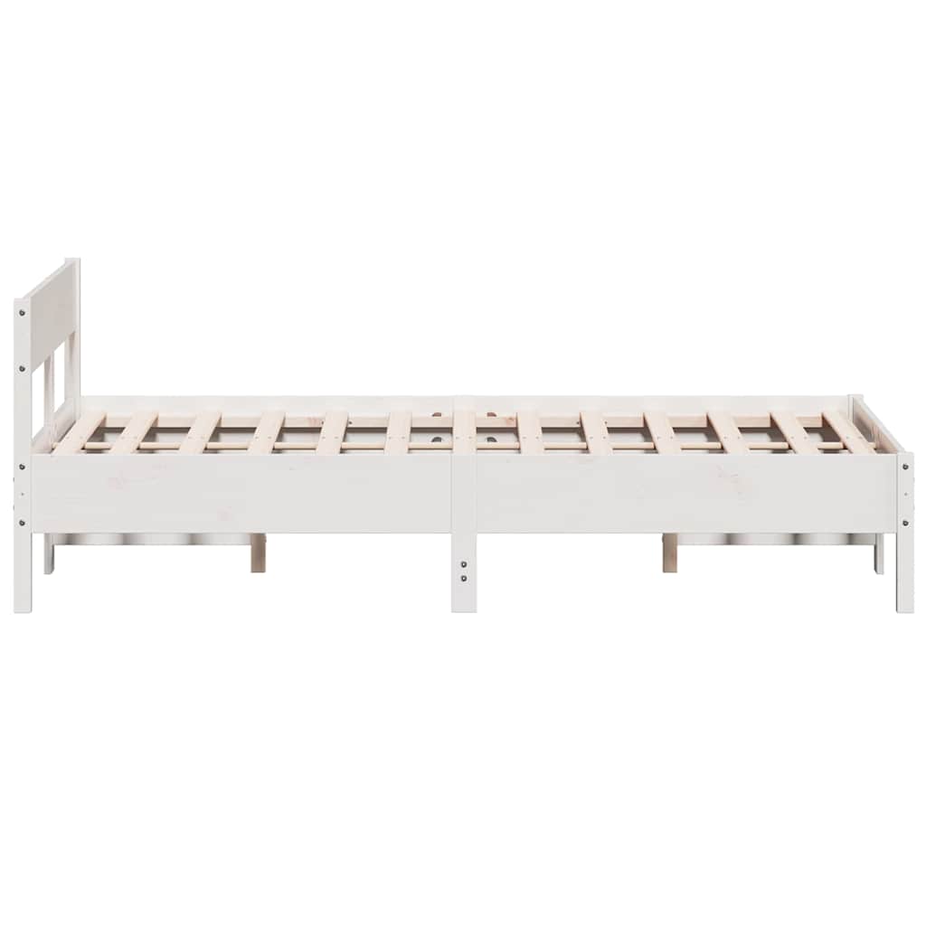 sengeramme uden madras 150x200 cm massivt fyrretræ hvid