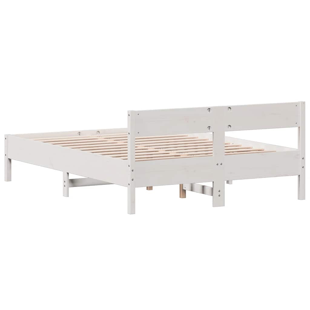 sengeramme uden madras 150x200 cm massivt fyrretræ hvid