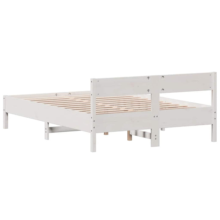sengeramme uden madras 150x200 cm massivt fyrretræ hvid