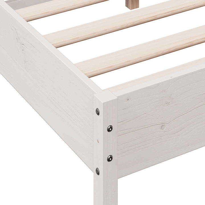 sengeramme uden madras 150x200 cm massivt fyrretræ hvid