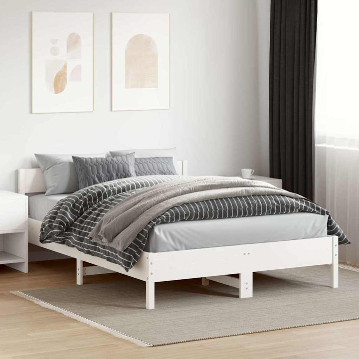 sengeramme uden madras 120x200 cm massivt fyrretræ hvid