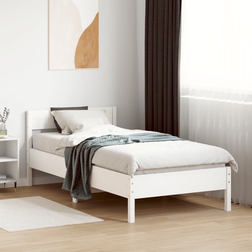 sengeramme uden madras 90x200 cm massivt fyrretræ hvid