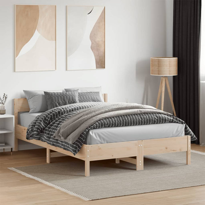sengeramme uden madras 140x190 cm massivt fyrretræ