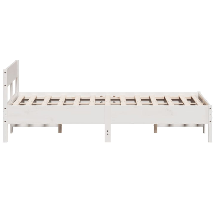 sengeramme uden madras 140x190 cm massivt fyrretræ hvid