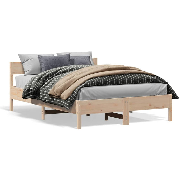 sengeramme uden madras 135x190 cm massivt fyrretræ hvid