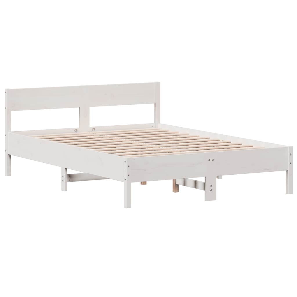 sengeramme uden madras 135x190 cm massivt fyrretræ hvid