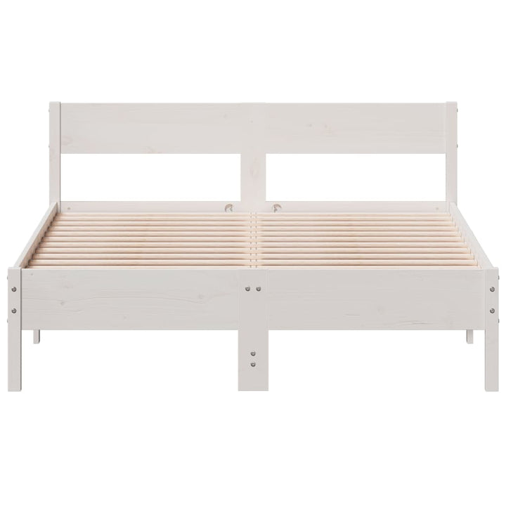 sengeramme uden madras 135x190 cm massivt fyrretræ hvid