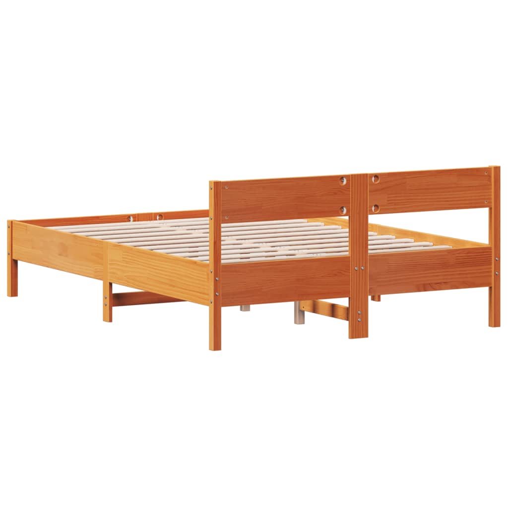 sengeramme uden madras 120x190 cm massivt fyrretræ gyldenbrun