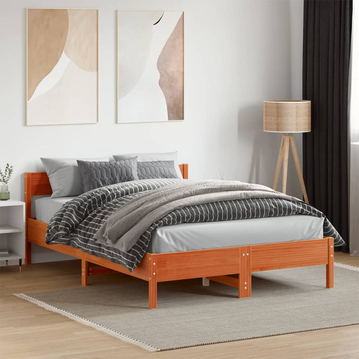sengeramme uden madras 120x190 cm massivt fyrretræ gyldenbrun