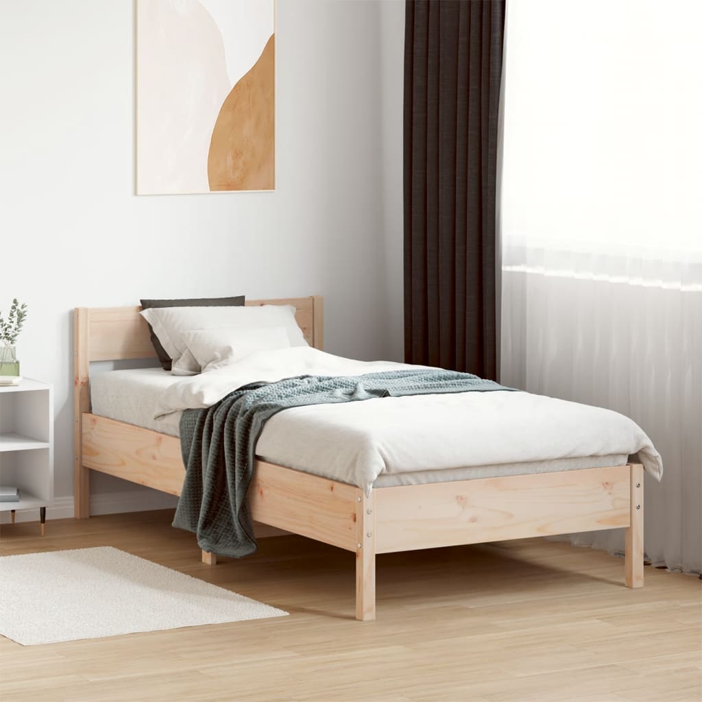 sengeramme uden madras 90x190 cm massivt fyrretræ