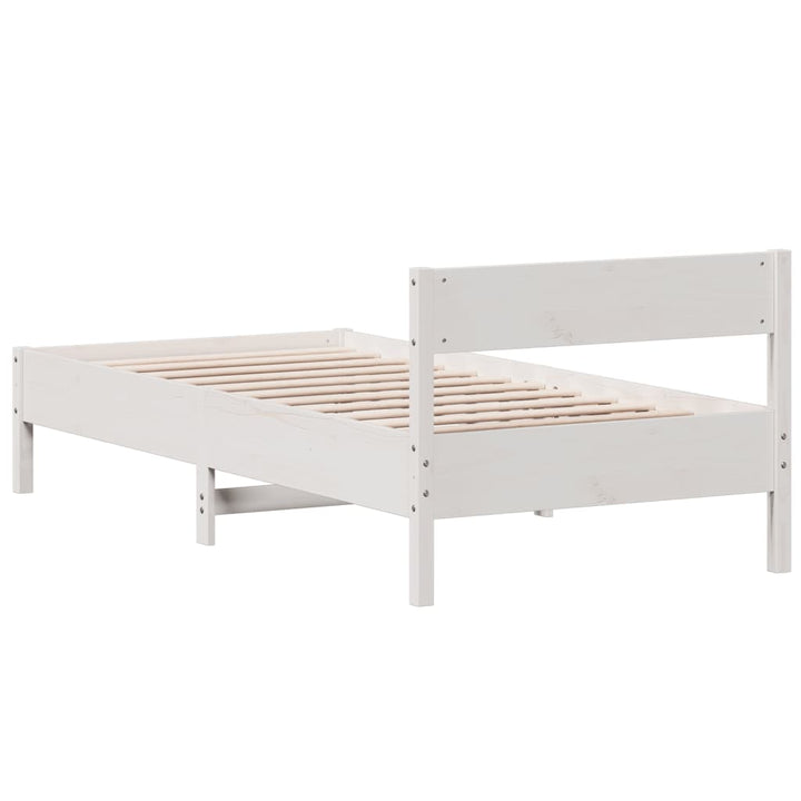 sengeramme uden madras 75x190 cm massivt fyrretræ hvid
