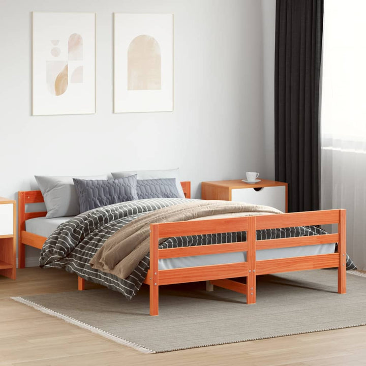 sengeramme uden madras 120x200 cm massivt fyrretræ gyldenbrun