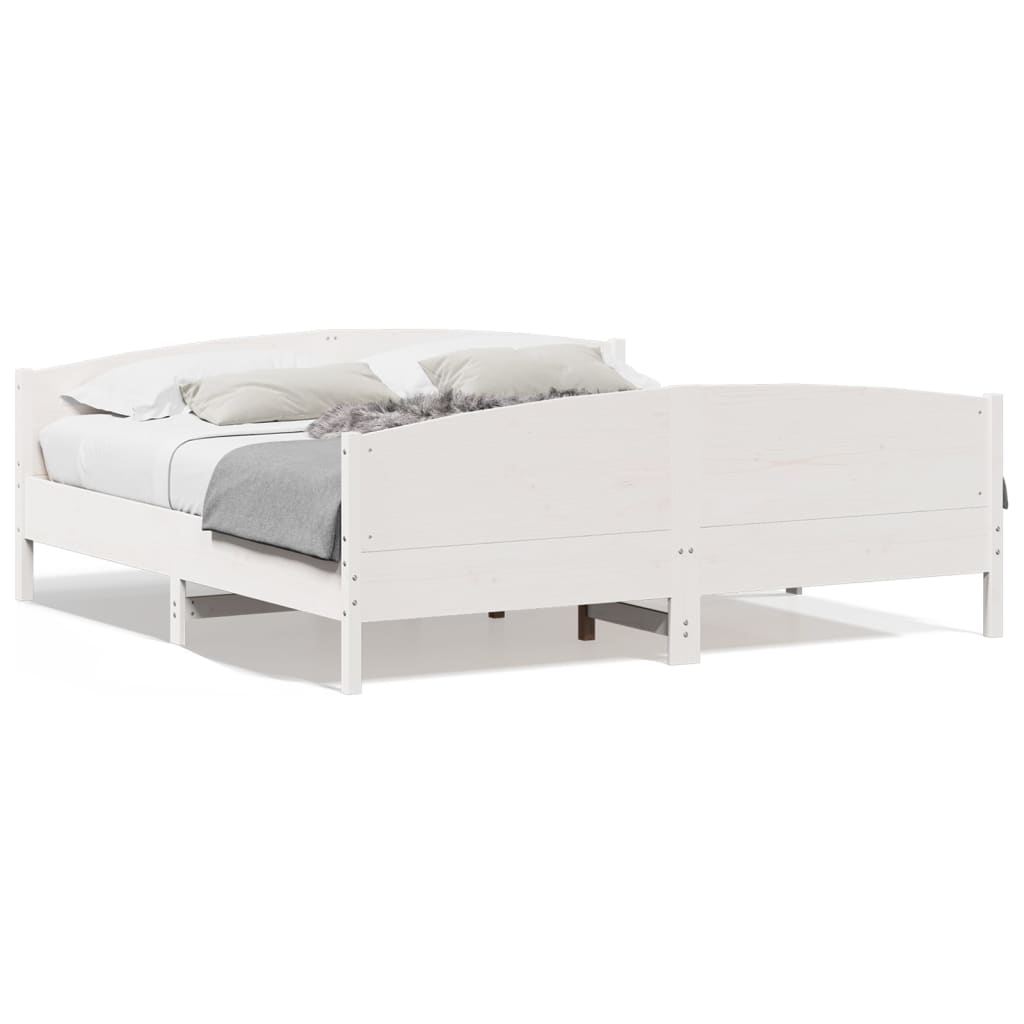 sengeramme uden madras 200x200 cm massivt fyrretræ hvid